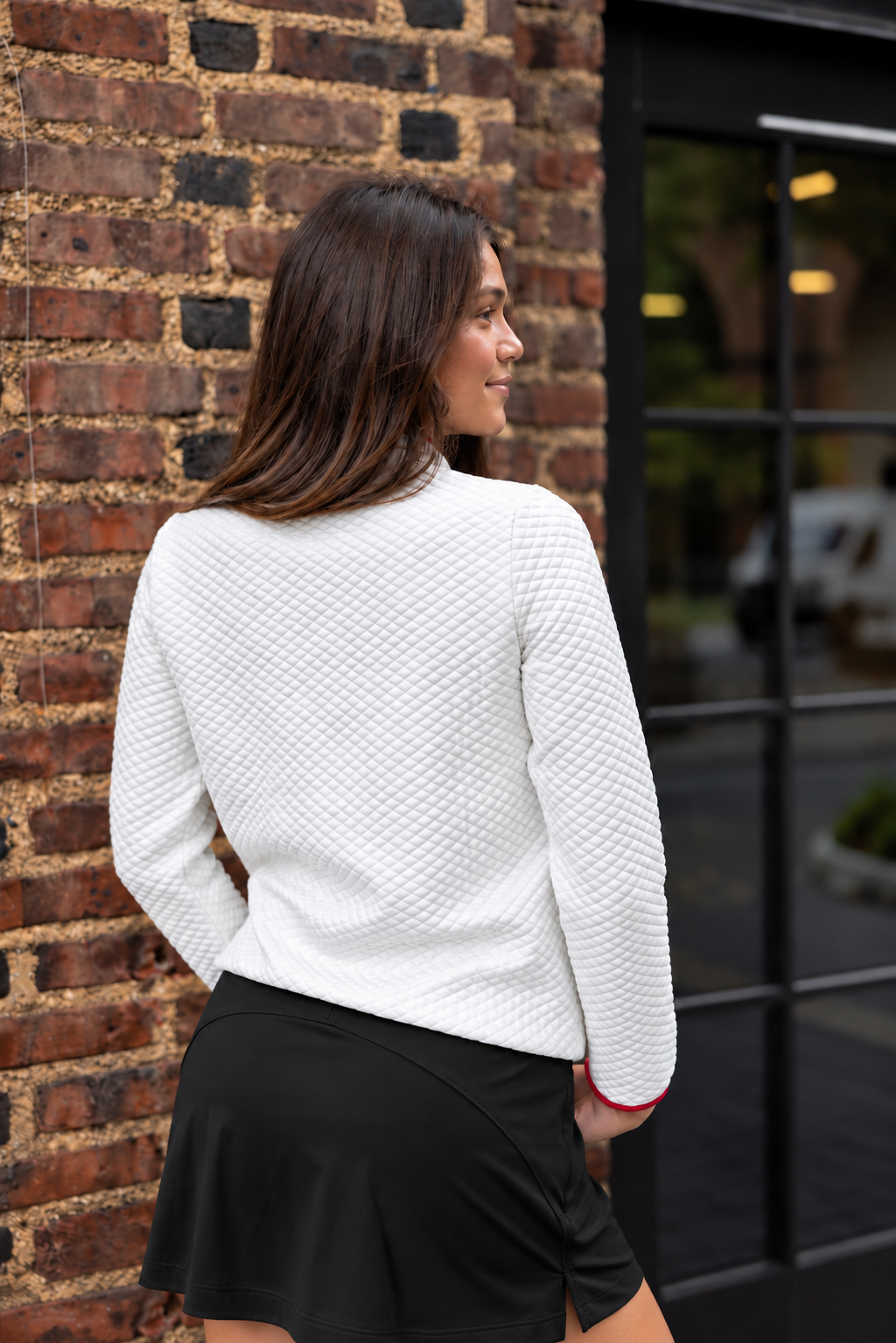Signature Quilted Quarter-zip - White/Red
