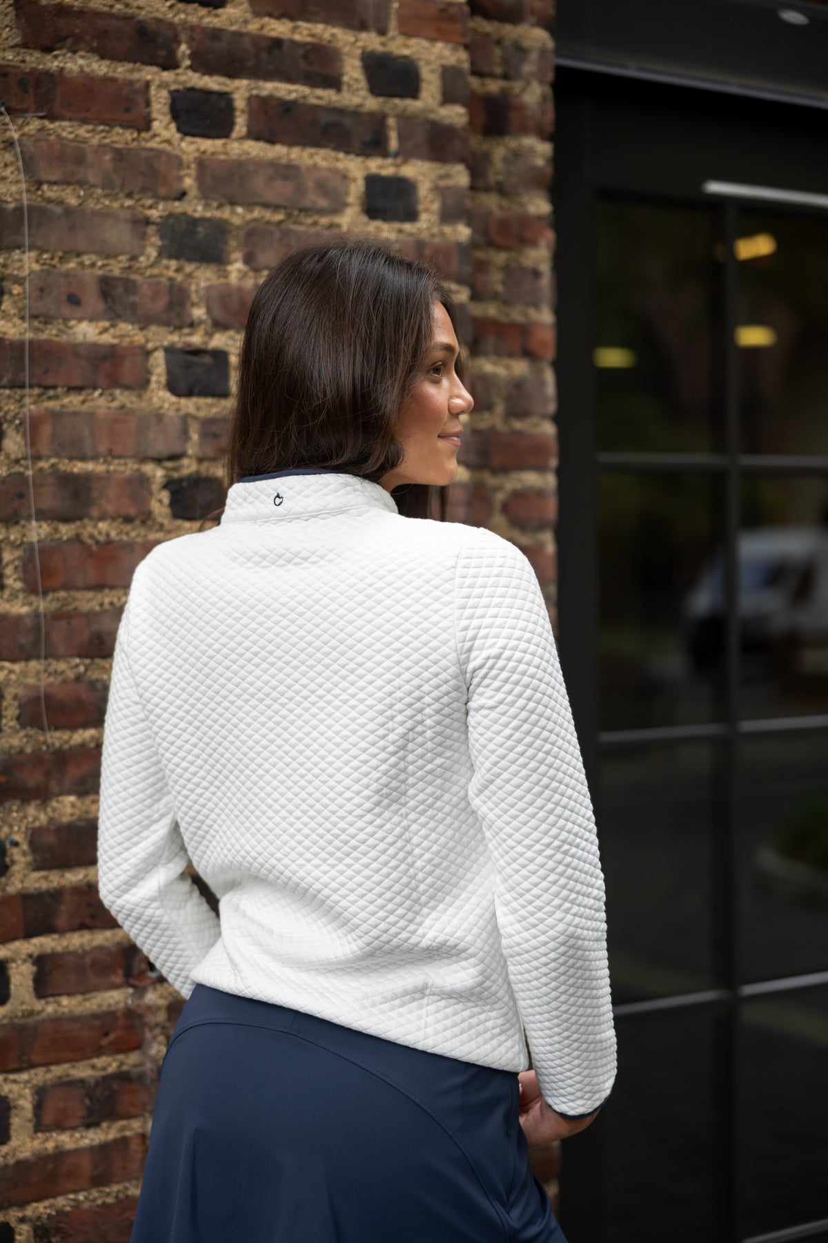 Signature Quilted Quarter-zip - White/Navy