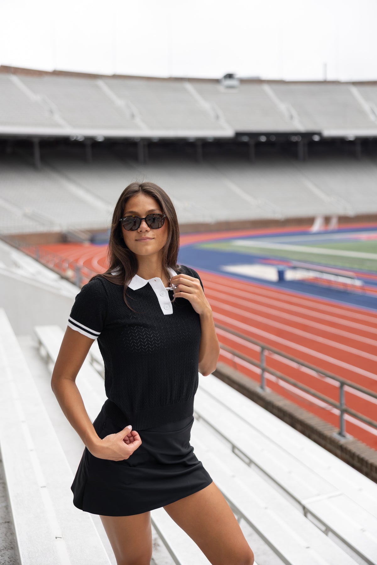 Heritage Knit Polo - Black/White